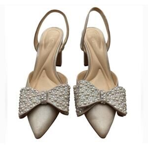 MSRP: $99 NEW No box PEARL & CRYSTAL Jessica Simpson Naomia Slingback Heels 7.5M
